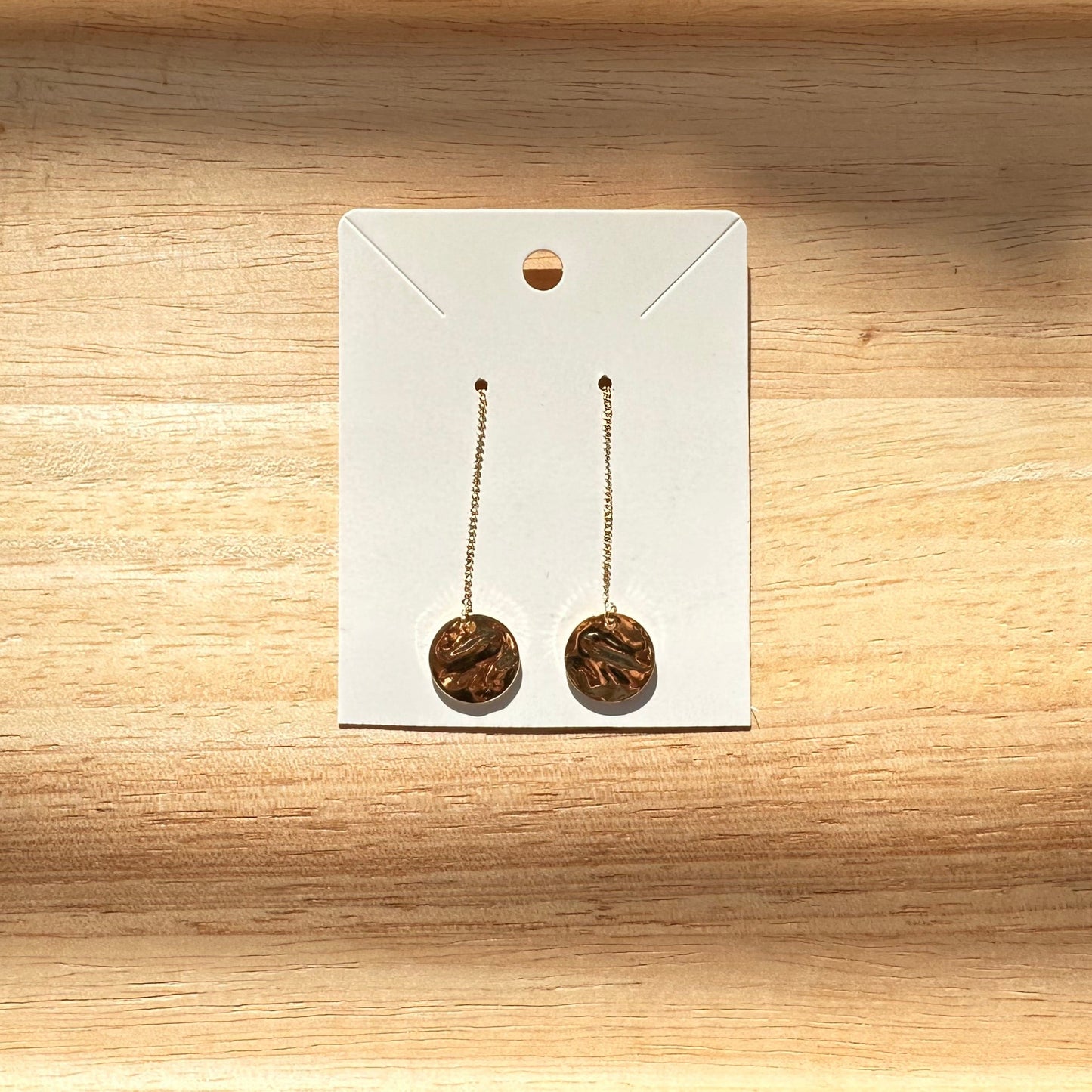 Adjustable Hammered Gold Pendulum Earrings