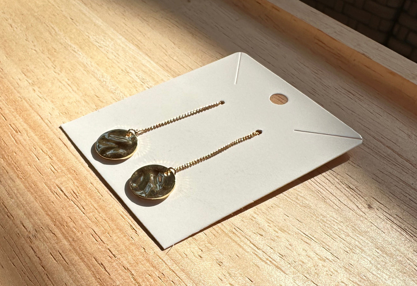 Adjustable Hammered Gold Pendulum Earrings